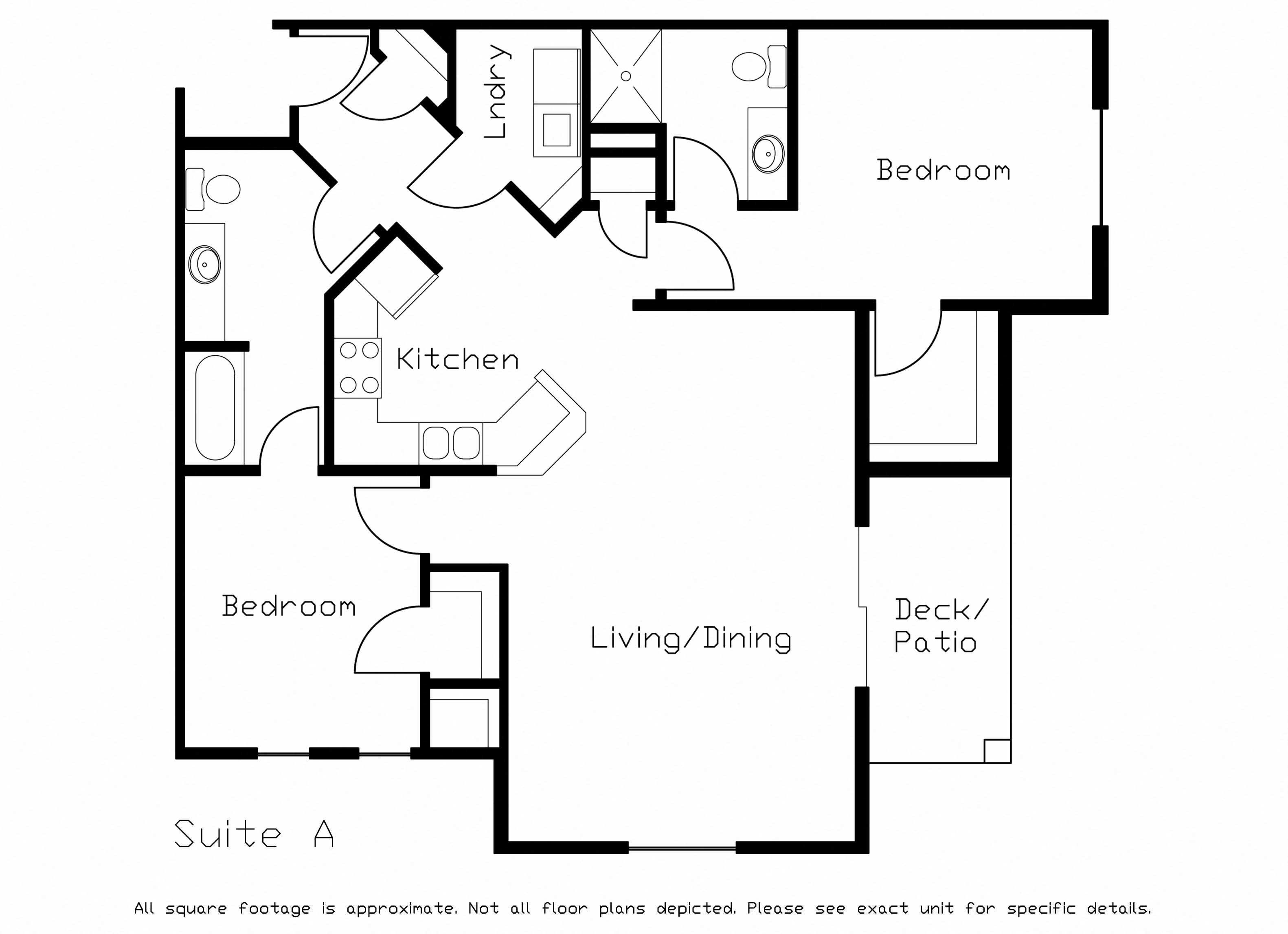 Floor plan for 2 beds, 2 baths, 1146 sqft